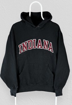 Vintage Indiana Black Hoodie Jansport Spell Out Mens Medium