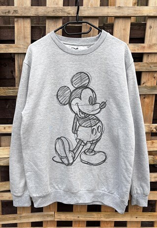 Retro Disney grey Mickey Mouse sketch sweatshirt large 