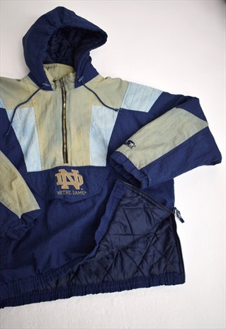 VINTAGE 90S STARTER BLUE 1/2 ZIP HOODIE JUMPER