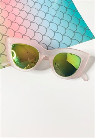 FROSTED PINK CATS EYE SUNGLASSES