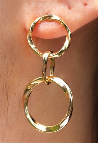 CIRCLE LOOP GEOMETRIC EARRINGS GOLD COLOUR