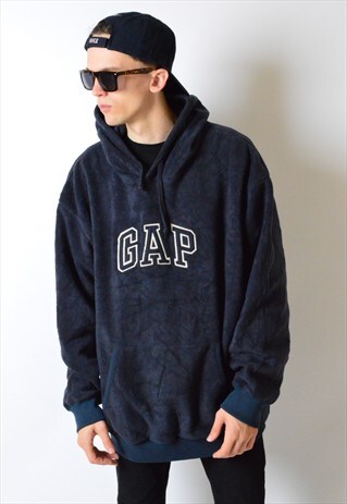 VINTAGE 90S BLUISH GREY OVERSIZED GAP FLEECE HOODIE