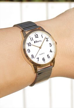 2-Tone Gold Watch with Expander Strap
