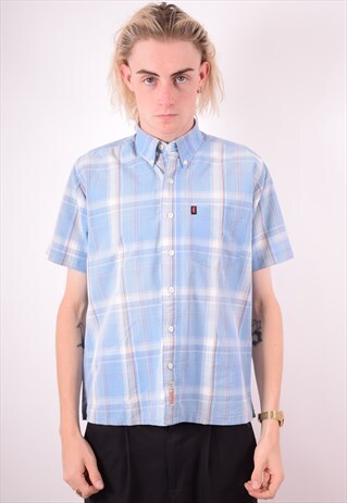 LEVI'S MENS VINTAGE SHIRT MEDIUM BLUE CHECK 90S