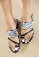JUSTYOUROUT DIAMONTE SLIP ON SANDALS BLACK
