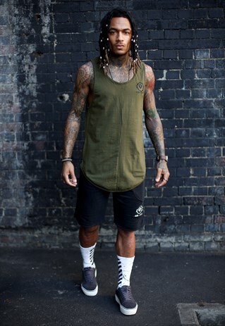 KHAKI CURVED HEM VEST