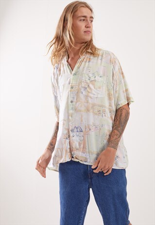 VINTAGE PATTERNED FESTIVAL SHORT SLEEVE SHIRT