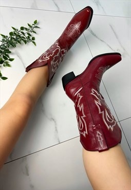 Cowboy boots Burgundy Red western cowgirl boots