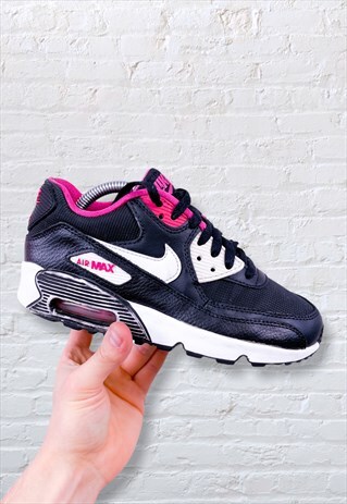 NIKE AIR MAX 90 MESH BLACK WHITE WOMEN'S UK 3