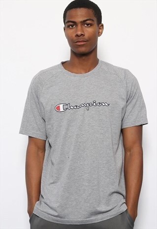 VINTAGE CHAMPION BIG LOGO T-SHIRT GREY