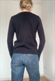 VINTAGE BLACK KNITTED PREMIUM COTTON BLOUSE
