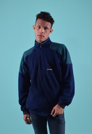 NAVY AND GREEN BERGHAUS ZIP-UP FLEECE