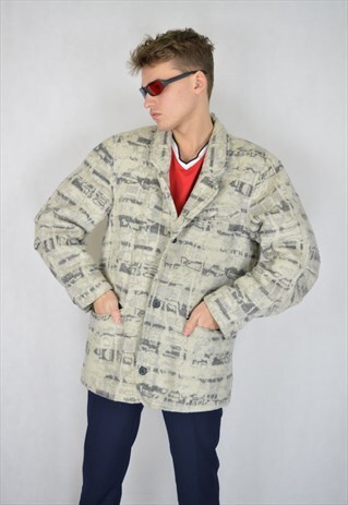 VINTAGE 80'S GRAPHIC WOOL COAT