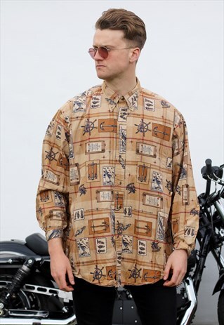 NAUTICA USA VINTAGE SAILING PRINT SHIRT