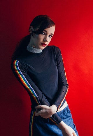 RAINBOW SLEEVE SHEER TOP