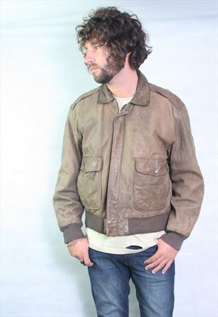 LEATHER BOMBER FLYING JACKET.