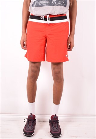 PUMA MENS VINTAGE SHORTS SMALL RED 90S
