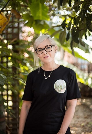 ECO- PRINTED ORGANIC UNISEX TEE, WITH THE FOREST
