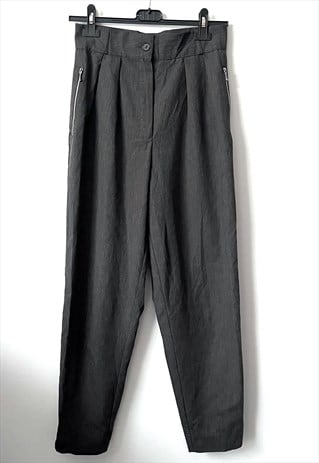CLASSY GRAY HIGH RISE TROUSERS LADY S
