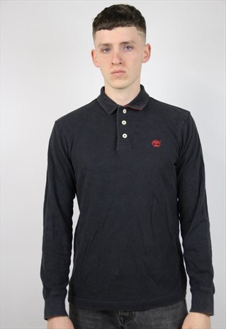 VINTAGE TIMBERLAND NAVY LONG SLEEVE POLO SHIRT