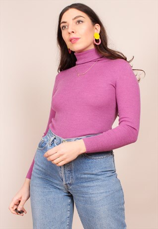 VINTAGE 90S FUSCHIA TURTLENECK JUMPER