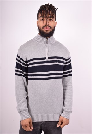 NAUTICA MENS VINTAGE JUMPER SWEATER LARGE GREY 90'S