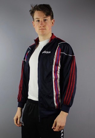 VINTAGE ADIDAS SHELL JACKET IN NAVY WITH EMBROIDERY