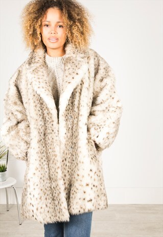 VINTAGE 80S FAUX FUR COAT / R023