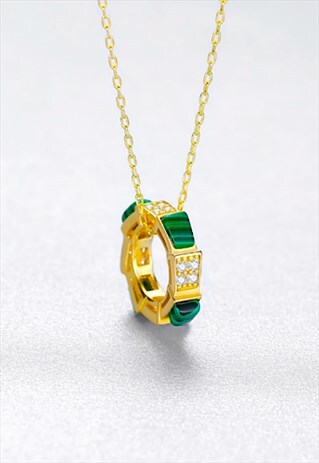 MALACHITE PENDANT LOVE NECKLACE, ETERNITY, CIRCLE OF LIFE