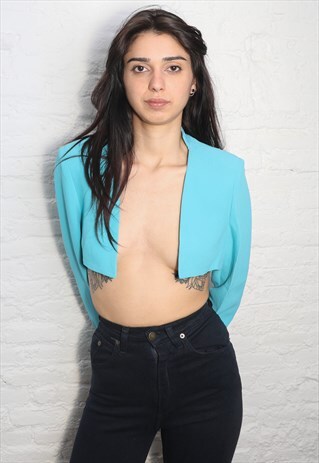 VINTAGE BLUE CROPPED JACKET