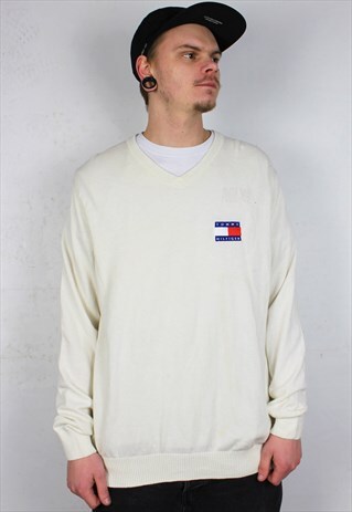 VINTAGE TOMMY HILFIGER V-NECK SWEATER JUMPER