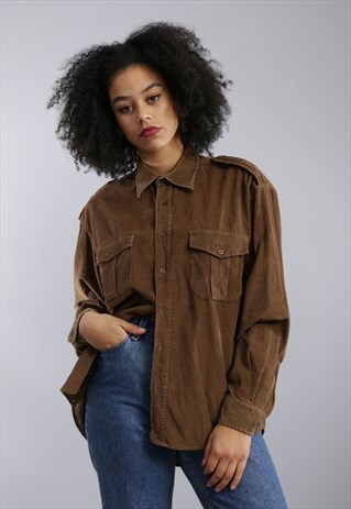 VINTAGE BROWN CORD SHIRT Z210