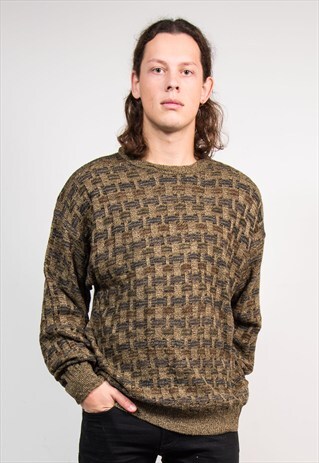 VINTAGE 90'S PATTERNED GRUNGE STYLE KNIT JUMPER