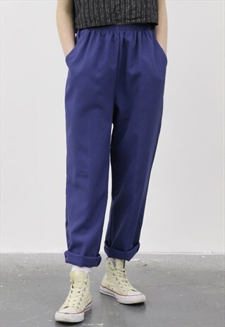 VINTAGE 1980S BLUE HIGH-WAISTED TROUSER