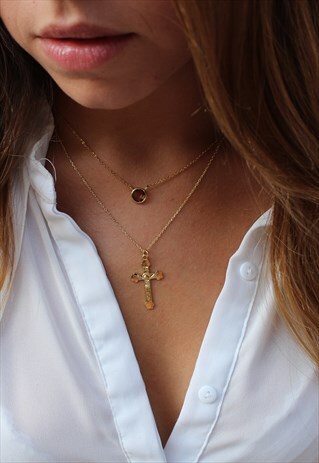 GOLD SIMPLE CROSS NECKLACE