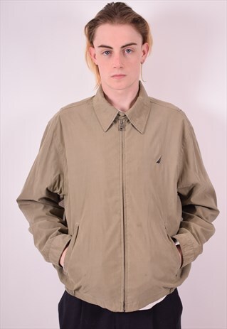 NAUTICA MENS VINTAGE HARRINGTON JACKET MEDIUM GREEN 90S