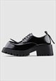 SQUARE TOE DERBY SHOES PLATFORM EDGY GOTH BROGUES IN BLACK