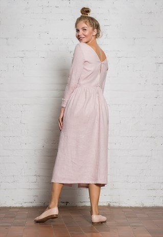 VENUS PURE LINEN DUSTY PINK DRESS