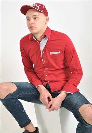 VINTAGE LONG SLEEVE SHIRT IN RED