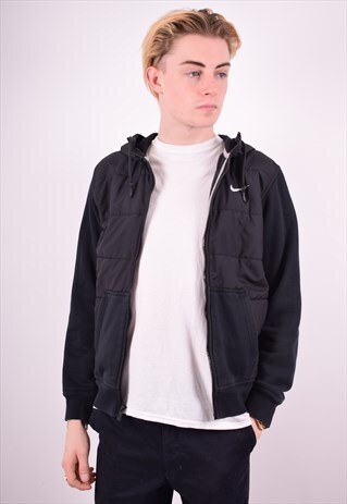 NIKE MENS VINTAGE HOODIE JACKET SMALL BLACK 90'S