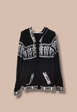 Vintage  Cardigan Alpaka zip up in Black L