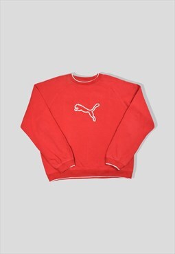 Vintage 90s Puma Embroidered Logo Sweatshirt in Red