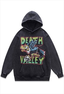 Eagle print hoodie vintage wash pullover Death Valley jumper