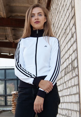 VINTAGE RETRO BLACK & WHITE ADIDAS SPORTS SHELL JACKET