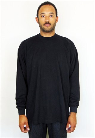 90S MINIMALIST CLASSIC SPORTSWEAR BLACK LONG SLEEVE TEE XL