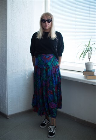 VINTAGE 80'S MULTI COLOUR MIDI SKIRT