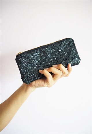 BLACK GLITTER SUNGLASSES CASE