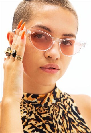 FELICITY - CLEAR AND PINK CAT EYE SUNGLASSES