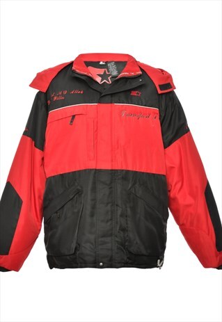 BEYOND RETRO VINTAGE SINGLE-BREASTED BLACK & RED MOUNTAINEER