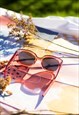 MAGENTA NARROW OVAL CHUNKY SUNGLASSES
